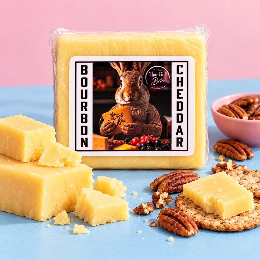 Bourbon Cheddar bourbon cheese with pecans and crackers
