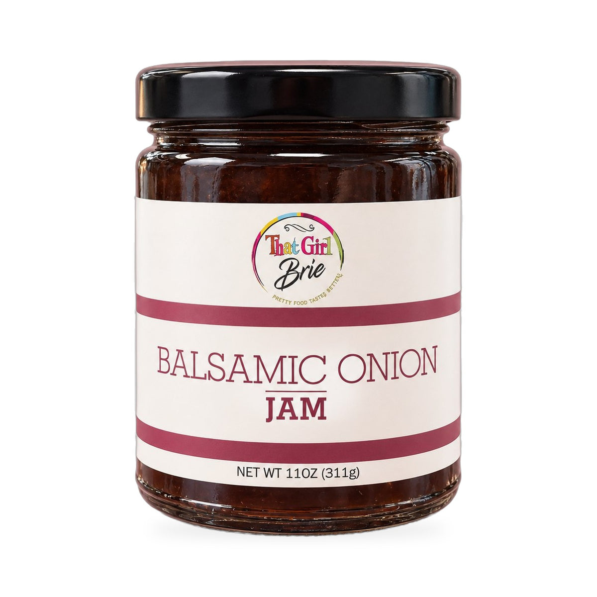 Balsamic Onion jam jar on a white background