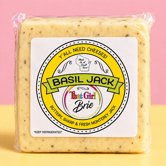 Basil Jack cheese in That Girl Brie packaging
