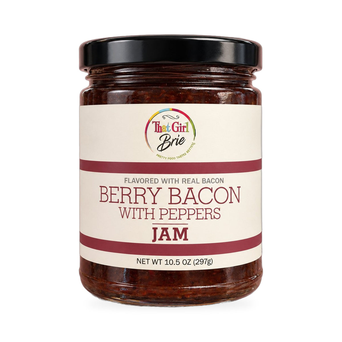 Berry Bacon with Peppers bacon berry jam jar on a white background