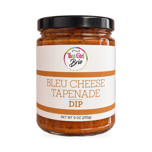 Bleu Cheese Tapenade blue cheese dip jar on a white background