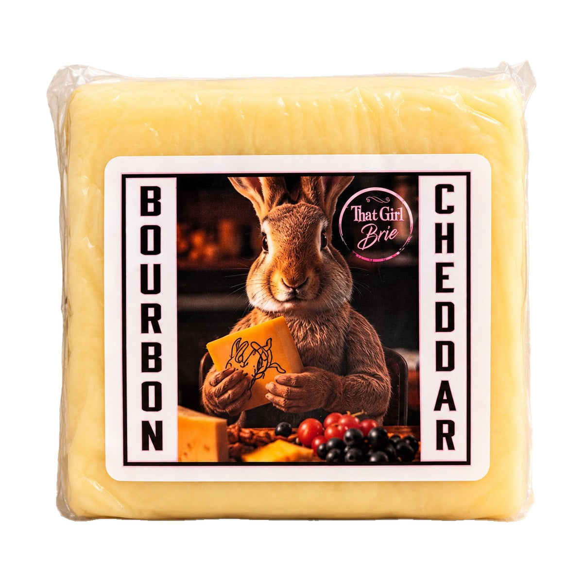 Bourbon Cheddar Wisconsin bourbon cheese on a white background