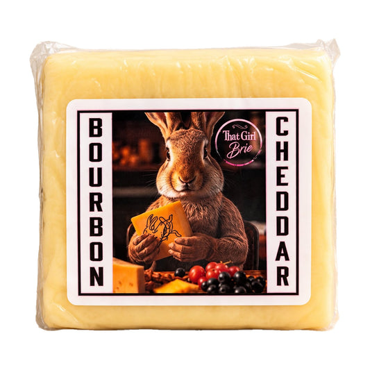 Bourbon Cheddar Wisconsin bourbon cheese on a white background