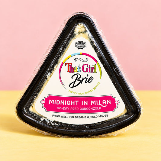 Midnight in Milan gorgonzola cheese in That Girl Brie packaging