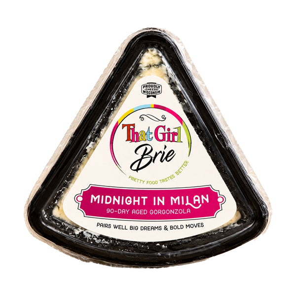 Midnight in Milan gorgonzola cheese wedge on a white background