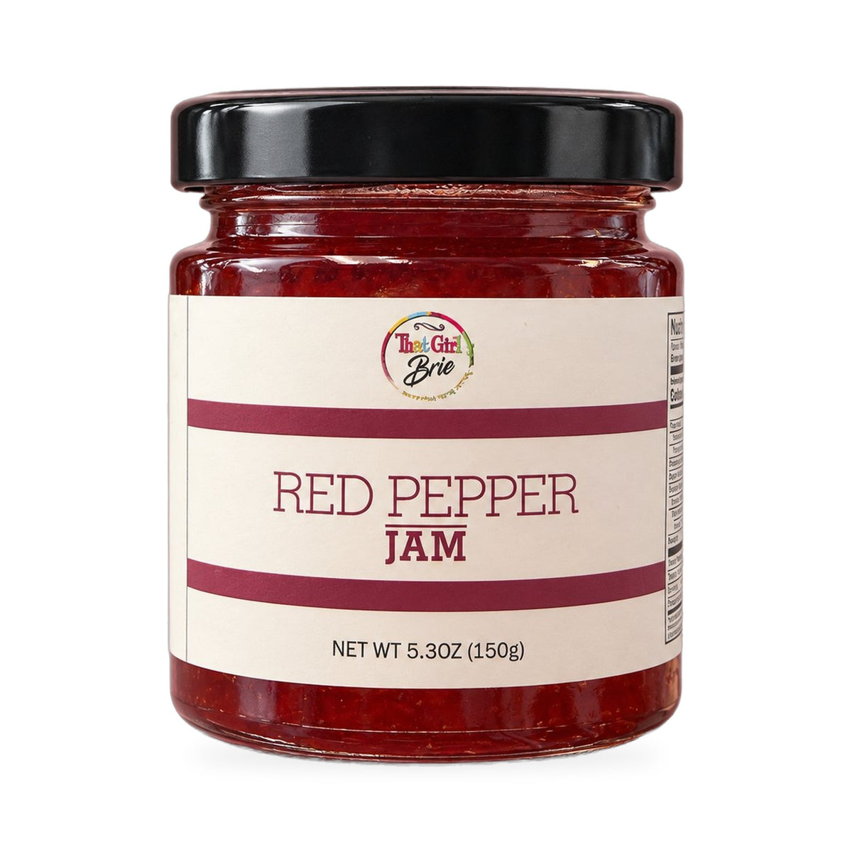 Red Pepper Jelly sweet pepper jelly jar on a white background