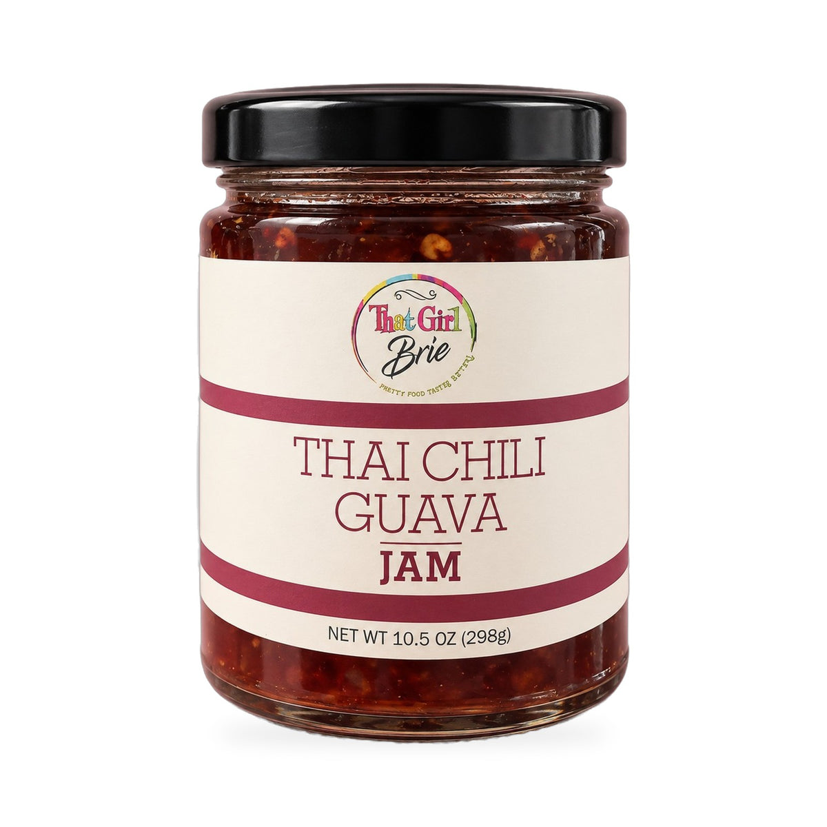 Thai Chili Guava sweet Thai chili jam jar on a white background