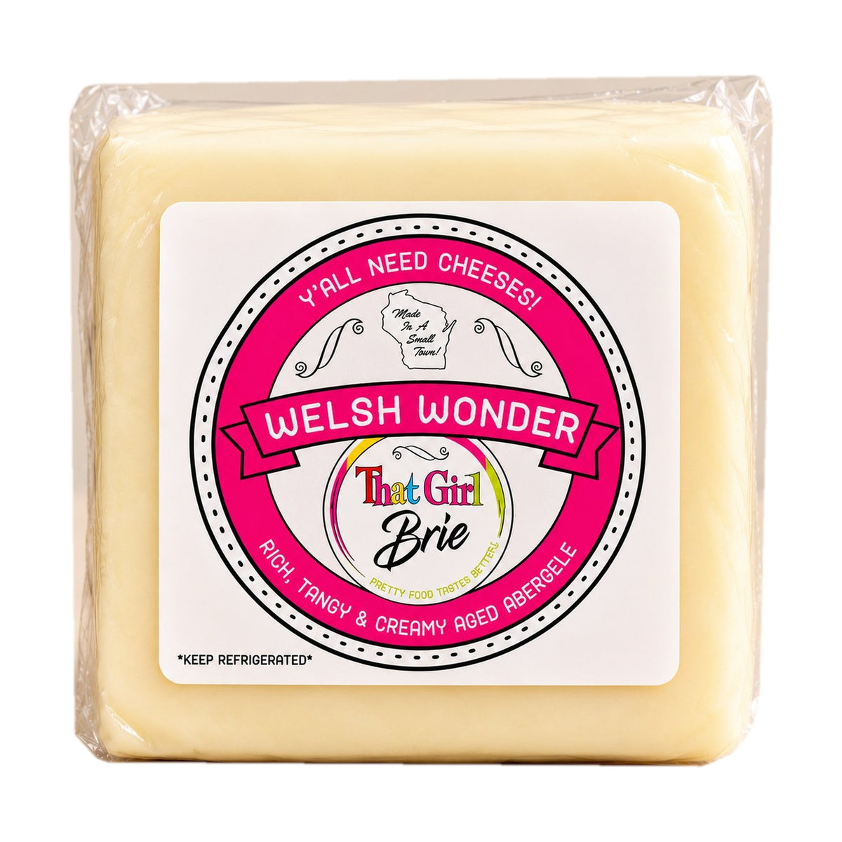 Welsh Wonder aged Welsh cheddar on a white background